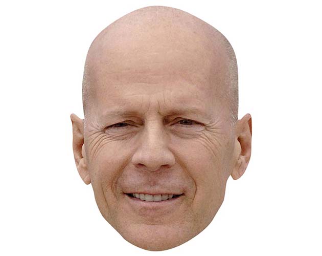 A Cardboard Celebrity Mask of Bruce Willis