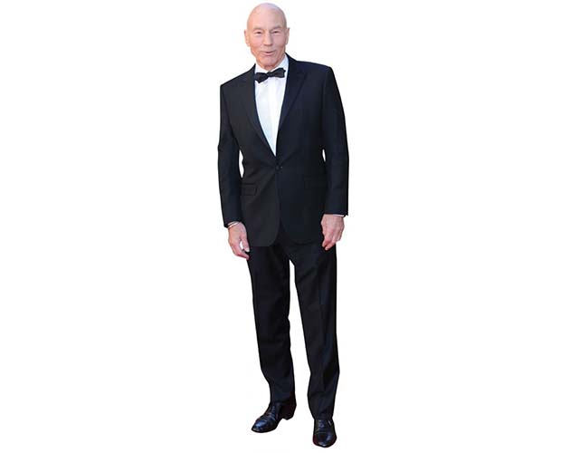 A Lifesize Cardboard Cutout of Patrick Stewart dressed for dinner