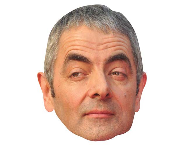 A Cardboard Celebrity Mask of Rowan Atkinson