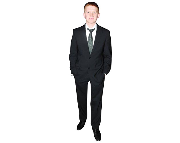 A Lifesize Cardboard Cutout of Sam Aston wearing suit and tie