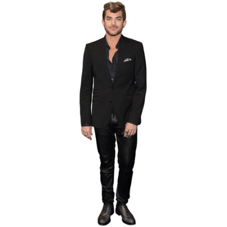 A Lifesize Cardboard Cutout of Adam Lambert wearing a suit