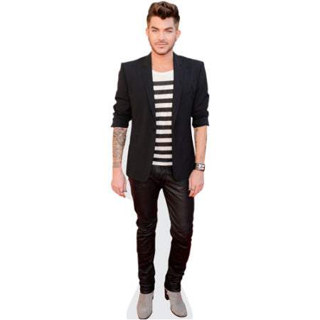 A Lifesize Cardboard Cutout of Adam Lambert (Striped Tshirt) wearing a T-Shirt