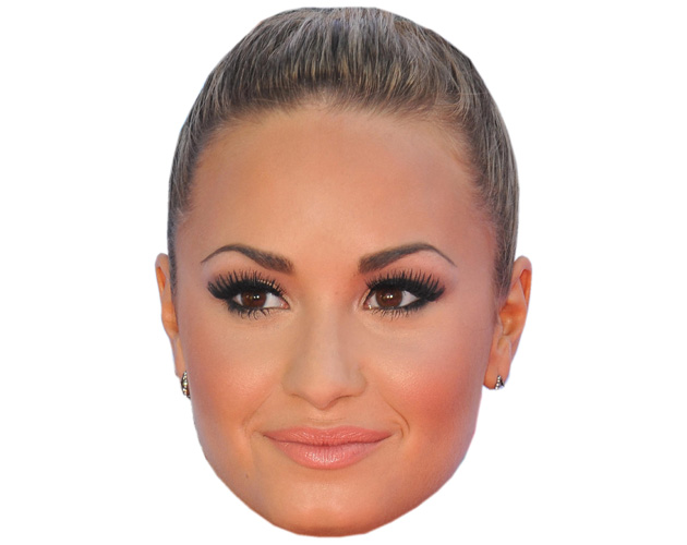 A Cardboard Celebrity Mask of Demi Lovato