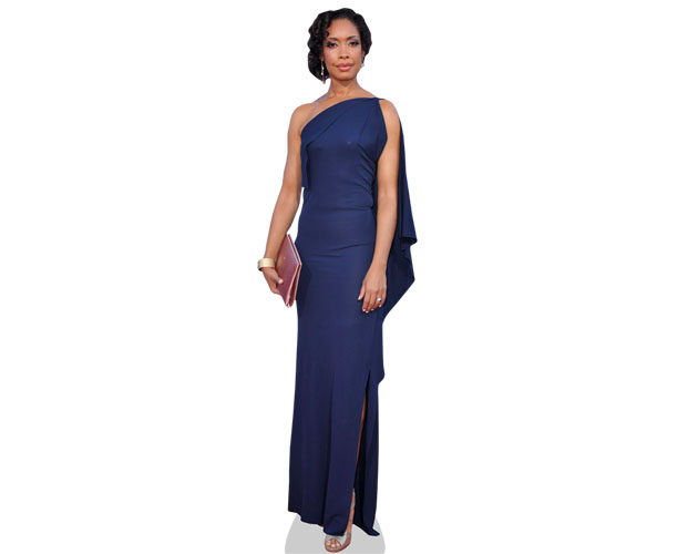 A Lifesize Cardboard Cutout of Gina Torres wearing a blue gown