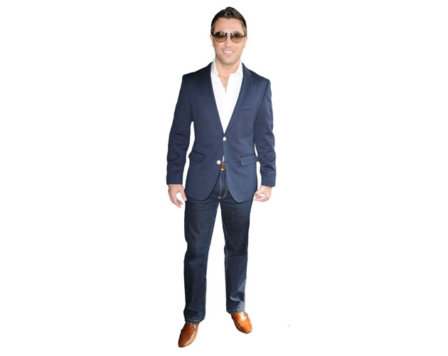 A Lifesize Cardboard Cutout of Gino D'Acampo wearing a suit