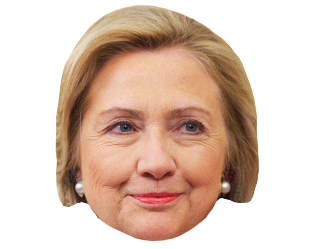 A Cardboard Celebrity Mask of Hilary Clinton