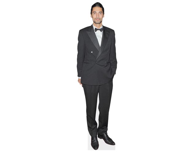 A Lifesize Cardboard Cutout of Hugo Taylor wearing a black suit