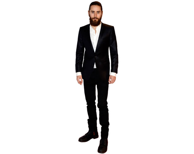 A Lifesize Cardboard Cutout of Jared Leto wearing a suit