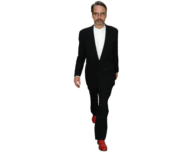 A Lifesize Cardboard Cutout of Jeremy Irons wearing red shoes