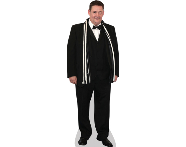 A Lifesize Cardboard Cutout of Johnny Vegas wearing a suit