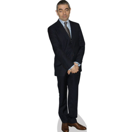 A Lifesize Cardboard Cutout of Rowan Atkinson wearing a tie