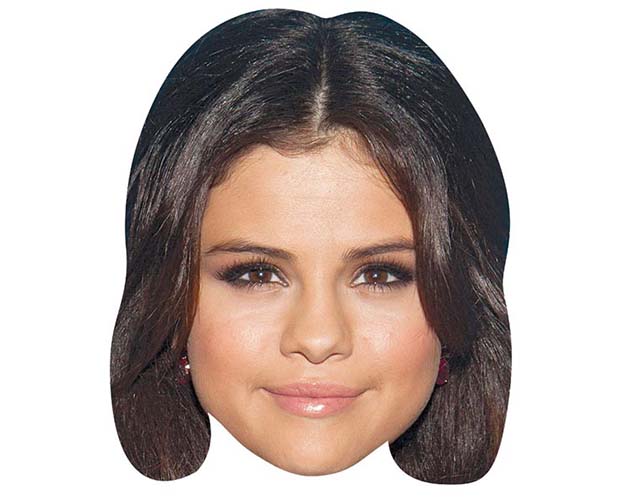 A Cardboard Celebrity Mask of Selena Gomez