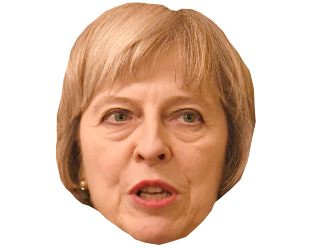A Cardboard Celebrity Mask of Theresa May