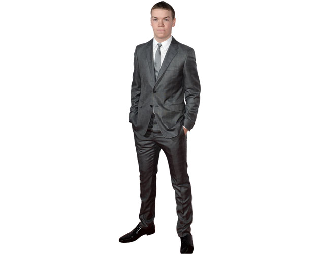 A Lifesize Cardboard Cutout of Will Poulter wearing a suit