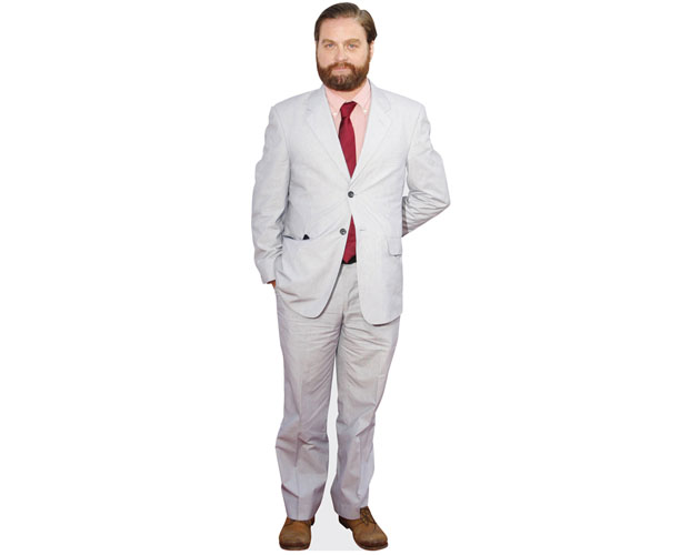 A Lifesize Cardboard Cutout of Zach Galifianakis wearing a suit