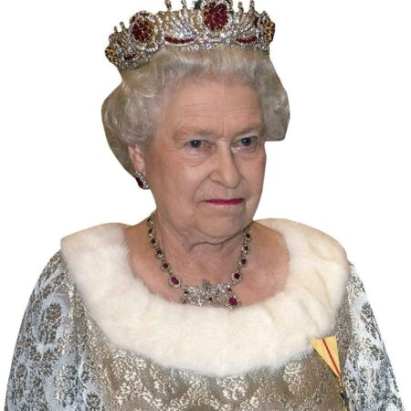 Featured image for “HRH The Queen (Silver) Cardboard Half Body Buddy Cutout”