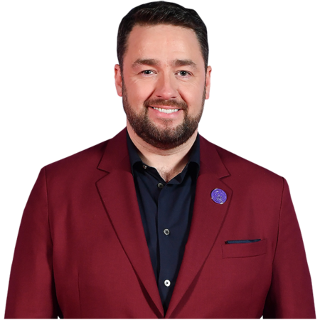 Featured image for “Jason Manford (Red Suit) Half Body Buddy Cutout”